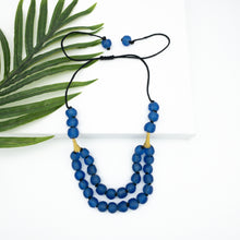 Load image into Gallery viewer, Recycled Glass &#39;Rise and Shine&#39; Adjustable Necklace - Cobalt
