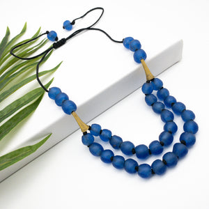 Recycled Glass 'Rise and Shine' Adjustable Necklace - Cobalt