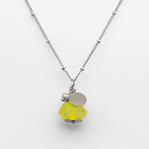 Recycled Glass Yellow Diamond Zodiac Birthstone Necklace (April)