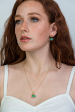 Load image into Gallery viewer, Recycled Glass Green Garnet Zodiac Birthstone Earrings (January)
