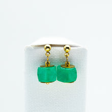 Load image into Gallery viewer, Recycled Glass Green Garnet Zodiac Birthstone Earrings (January)
