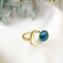 Load image into Gallery viewer, (Wholesale) Recycled Glass Moon Ring - Teal
