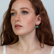 Load image into Gallery viewer, Recycled Glass Green Garnet Zodiac Birthstone Earrings (January)
